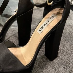 Steve Madden Satin black chunky platforms
